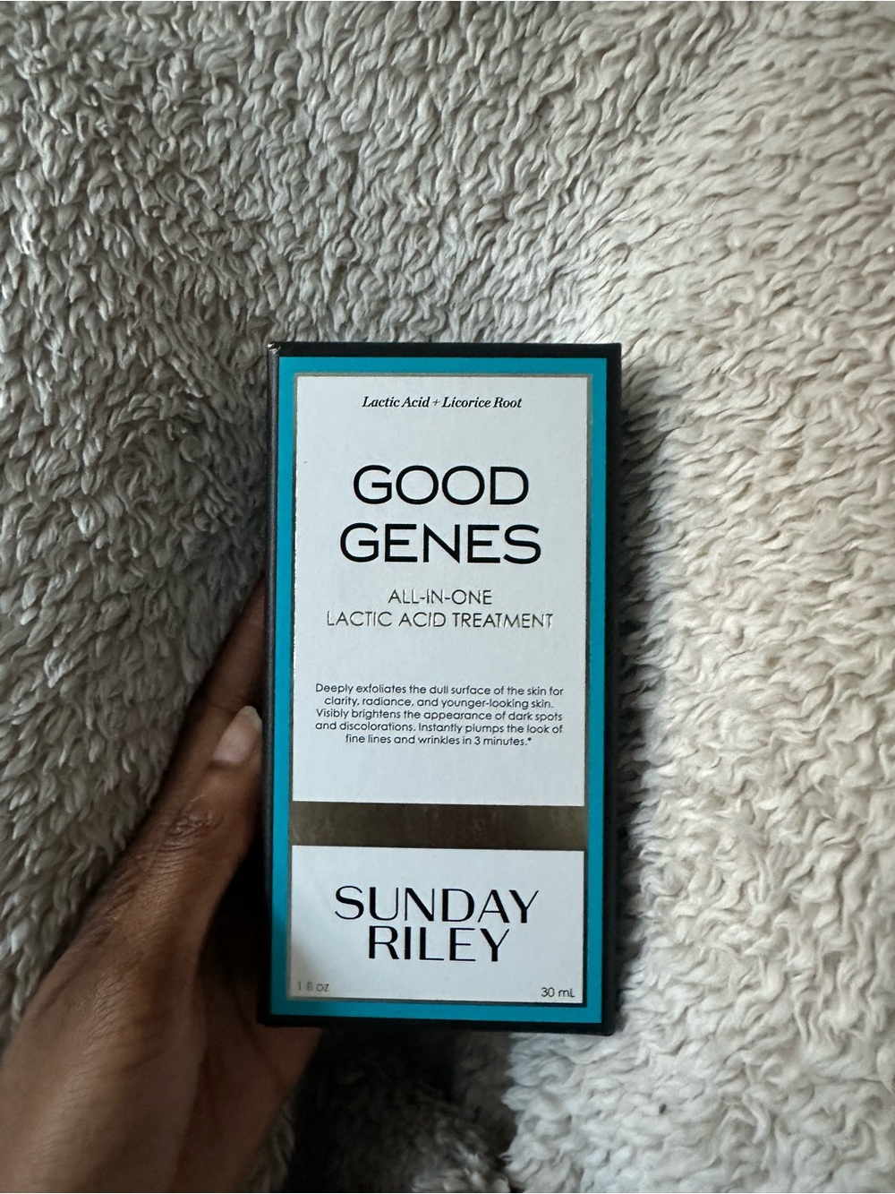 Sunday Riley Good Genes Lactic Acid Treatment - Teal and White Box